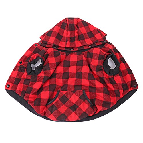 PAWZ Road Camisa a Cuadros para Perros Abrigo con Capucha Ropa para Mascotas Ropa de Invierno Cálida y Suave para Perros medianos y Grandes Versión de actualización Rojo L