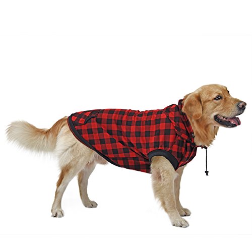 PAWZ Road Perro Camisa a Cuadros Capa Capucha Estilo británico Chaqueta Vestir Mascota Primavera otoño Invierno Ropa Calida para Perrito Pequeños Medianos Grandes Perros Rojo XL