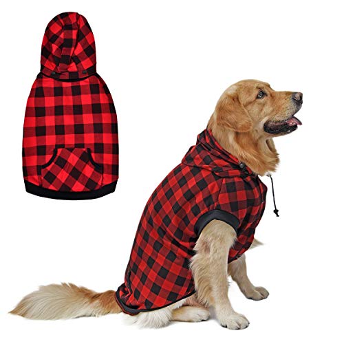 PAWZ Road Perro Camisa a Cuadros Capa Capucha Estilo británico Chaqueta Vestir Mascota Primavera otoño Invierno Ropa Calida para Perrito Pequeños Medianos Grandes Perros Rojo XL