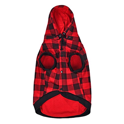 PAWZ Road Perro Camisa a Cuadros Capa Capucha Estilo británico Chaqueta Vestir Mascota Primavera otoño Invierno Ropa Calida para Perrito Pequeños Medianos Grandes Perros Rojo XL