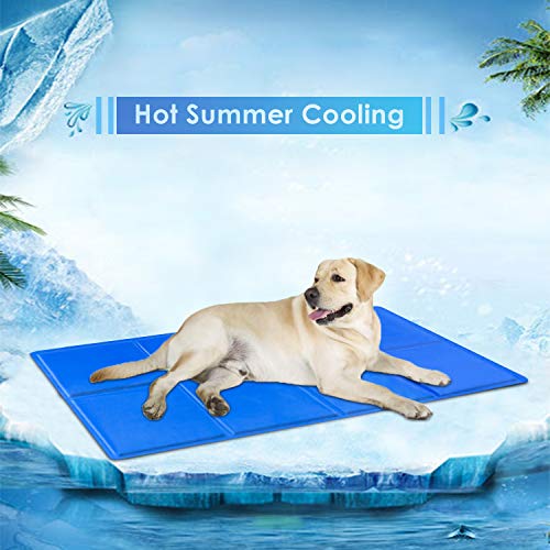 PEDY Alfombrilla de Refrigeración para Perros y Gatos, 90 x 50cm Alfombra Refrescante, Enfriamiento para Camas de Mascotas, Gel no Tóxico, Autoenfriante, Impermeable y Resistente a la Rotura