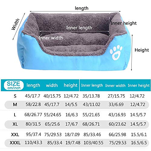 PENVEAT Cama para Perros para Perros pequeños, medianos y Grandes Casa para Mascotas Perrera Fondo Impermeable Suave y cálida Casa para Gatos Cama para Perros 11 Colores S-3XL, A, XXL 95cmx75cmx18cm