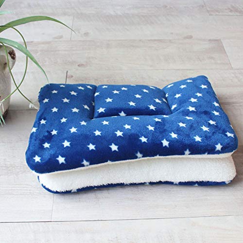 PENVEAT Colchoneta para Perros Cojín para Mascotas Manta Cachorro cálido Gato Fleece Cama para Dormir para Perros pequeños medianos Grandes Almohadilla para Gatos Cama Perro, Punto Azul, 80x57cm