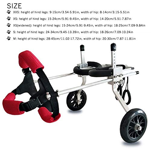 PET HOUND Scooter para Mascotas, Soporte Auxiliar Grande Silla de Ruedas Ajustable Patas traseras Auxiliar, parálisis General discapacitados Scooter para Perros S