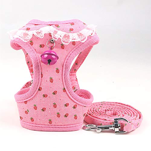 PET SPPTIES Arnés de Perro pequeño Arnés de Gato Chaleco Ajustable para Cachorros, pequeño, Gatos, Mascotas pequeñas PS025 (S, Pink Strawberry)