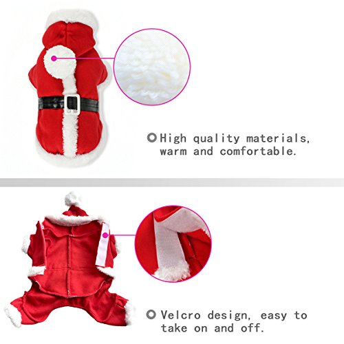 PETCUTE Trajes de Navidad para Perros Ropa navideña para Perros Traje Papa Noel para Perro