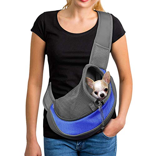 PETEMOO Bandolera para Perro Transportín Bolsa de Viaje para Mascotas Bolsa Portador de Perro Bolso de Hombro para Perros Gatos