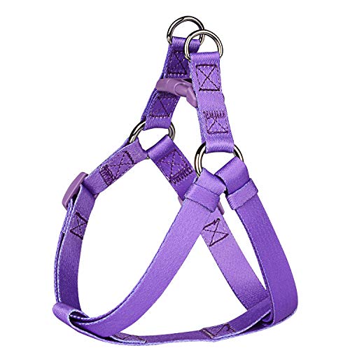 PETLOFT Arnés para Perro, Textura Suave, Ajustable, Arnés para Perro con Impresión Divertida, Doble Anillos de Acero Inoxidable y Duradero Fácil Correa Clip (Púrpura, M)