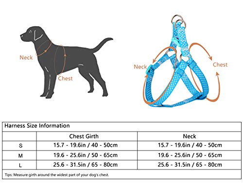 PETLOFT Arnés para Perro, Textura Suave, Ajustable, Arnés para Perro con Impresión Divertida, Doble Anillos de Acero Inoxidable y Duradero Fácil Correa Clip (Turquesa, S)