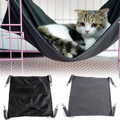 Petneces Hamaca Colgante de Gato Tela Oxford Impermeable Jaula de Cama para Animales pequeños - 2 en 1 Verano e Invierno - fácil de Fijar a una Jaula