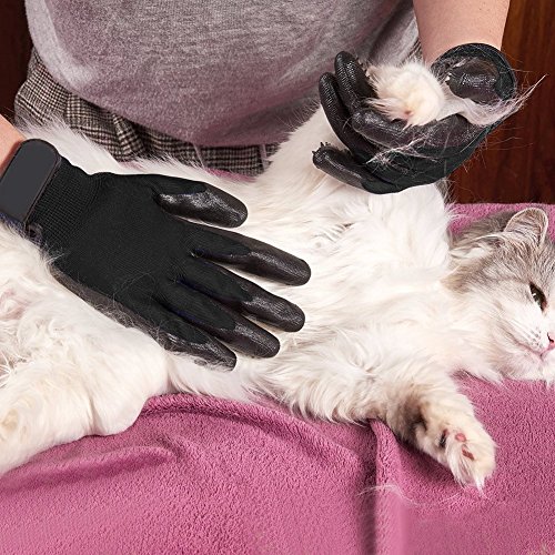 PetRadise Guantes de aseo para mascotas, diseño de cinco dedos mejorados, para perros y gatos