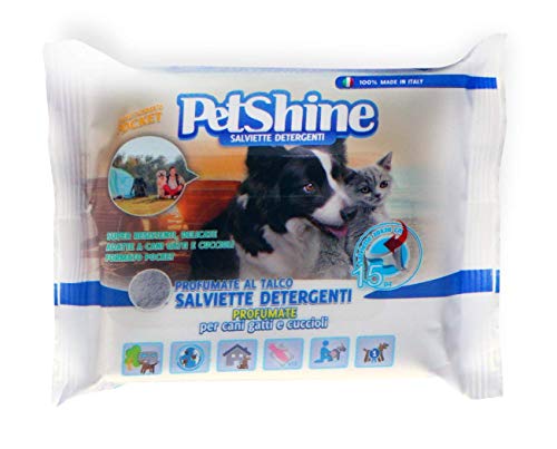 PETSHINE Toallitas de Viaje para Perros, Gatos y Cachorros. 240 toallitas de 20 x 20 cm de detergentes para la higiene Diaria.