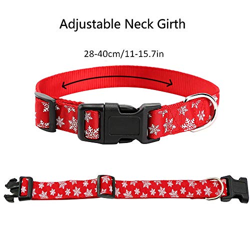 Petsoigné Set Collar y Correa para Perros Gatos Navidad Año Nuevo Collar Correa para Perro Nylon (S, Copo de Nieve)