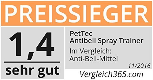 PetTec Collar de Perro con Spray Automático Entrenador Anti Ladridos, de Entrenamiento Inmediato e Inofensivo, Seguro para Perros y Personas + 2 Latas de Repuesto y Pilas Incluidas (Neutro)