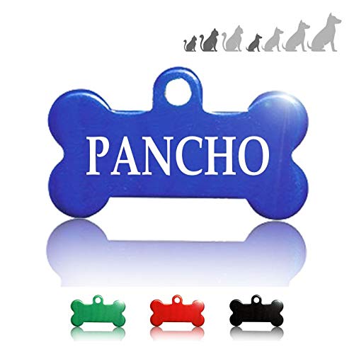 Placa Mini Chapa de identificación Personalizada para Collar Perro Gato Mascota grabada (Azul)