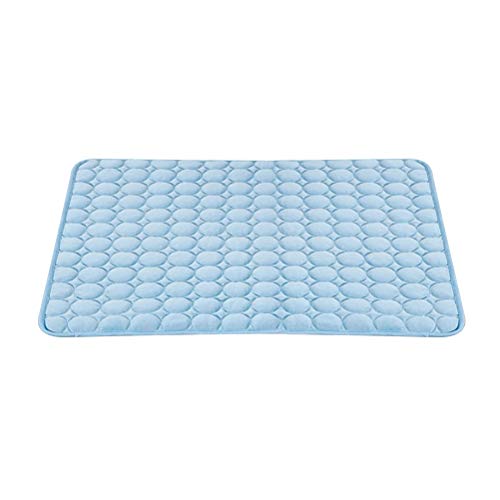 POPETPOP Almohadilla de Refrigeracion del Verano para Animal Doméstico Colchoneta Transpirable para Dormir Manta Frio para Perro y Gato (63x50cm, Azul)