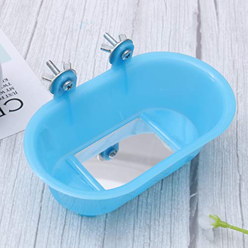 POPETPOP baño de pájaros para pájaros enjaulados, baño de pájaros con Espejo, baño de pájaros pequeños para Jaula, bañera para Loros, Piscina para niños, bañera de pájaros con Espejo Inferior