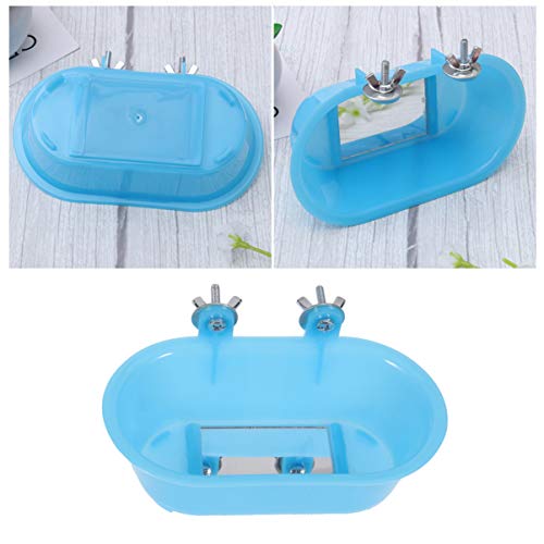 POPETPOP baño de pájaros para pájaros enjaulados, baño de pájaros con Espejo, baño de pájaros pequeños para Jaula, bañera para Loros, Piscina para niños, bañera de pájaros con Espejo Inferior