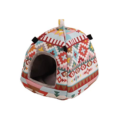 POPETPOP Pequeña Mascota Cama Nido de hámster ratón casa Jaula Colgante Hamaca Invierno Cama para Ardilla Chinchilla cuy Rata（L）