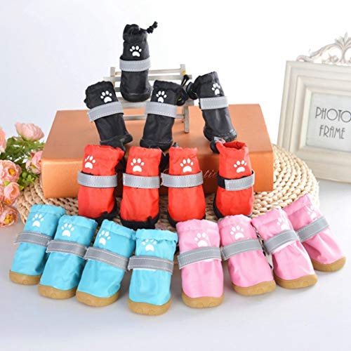 PTRADE Invierno cálido Perro Gato Zapatos Reflectantes Impermeables Antideslizantes Lluvia Nieve Botas para Mascotas Protectores de Pata duraderos para Perros Peque?os