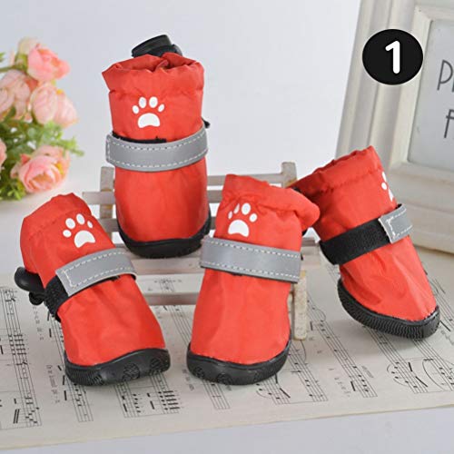 PTRADE Invierno cálido Perro Gato Zapatos Reflectantes Impermeables Antideslizantes Lluvia Nieve Botas para Mascotas Protectores de Pata duraderos para Perros Peque?os