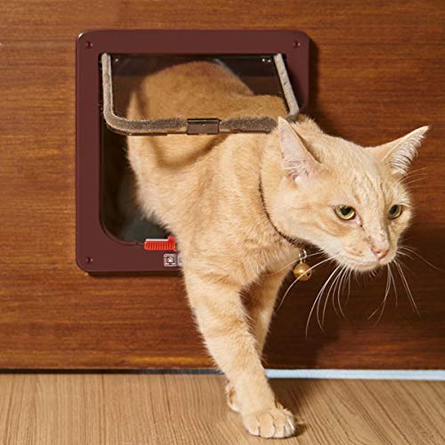 Puerta para Gato con Cierre magnético de 4 vías, Puerta para Mascotas para Gatos y Perros pequeños, Puerta para Gatos con túnel