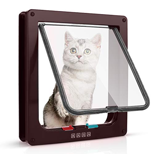 Puerta para Gato con Cierre magnético de 4 vías, Puerta para Mascotas para Gatos y Perros pequeños, Puerta para Gatos con túnel