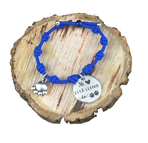 Pulsera elástica Azul con Mensaje:  MI Corazon Esta Lleno DE Huellas