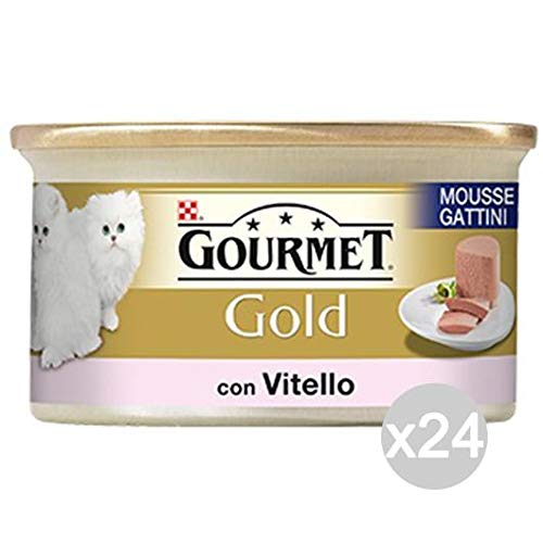 Purina Juego 24 Gourmet Gold Mousse Becerro Kitten Gr 85 Comida para Gatos