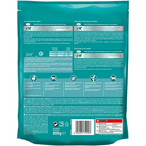 PURINA ONE Bifensis Pienso para Gato Adulto Pollo y Cereales 8 x 800 g