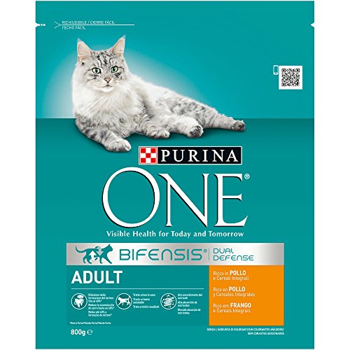 PURINA ONE Bifensis Pienso para Gato Adulto Pollo y Cereales 8 x 800 g