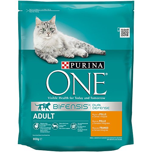 PURINA ONE Bifensis Pienso para Gato Adulto Pollo y Cereales 8 x 800 g