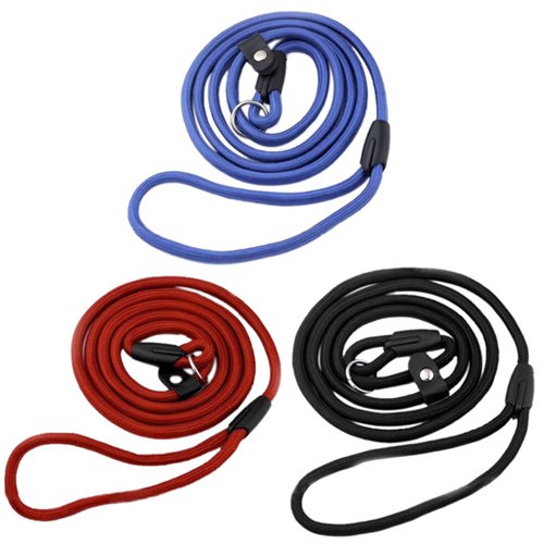 Q4Pets Adiestramiento de Perros Plomo/Correa para Perros Pequeños y Medianos. 1.3M. Cuerda y Collar de Deslizamiento de Cuerda Fuerte, Detener el Entrenamiento de Tiro (Negro)