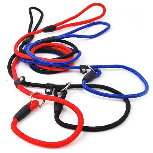 Q4Pets Adiestramiento de Perros Plomo/Correa para Perros Pequeños y Medianos. 1.3M. Cuerda y Collar de Deslizamiento de Cuerda Fuerte, Detener el Entrenamiento de Tiro (Negro)