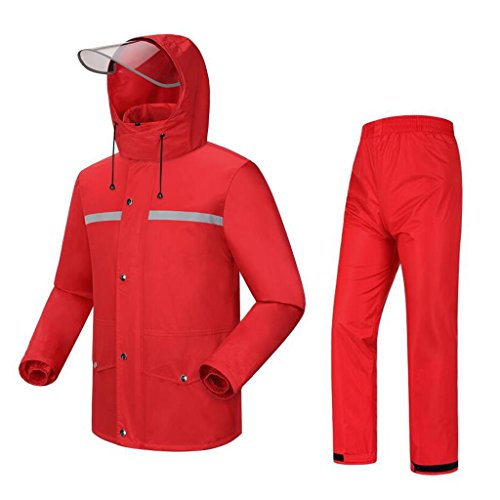 QARYYQ Chaqueta Impermeable Pantalón Traje Trabajo de Campamento Pesca Hombres y Mujeres Traje Impermeable Poncho Impermeable para la Lluvia (Color : Red, Size : XXXXL)