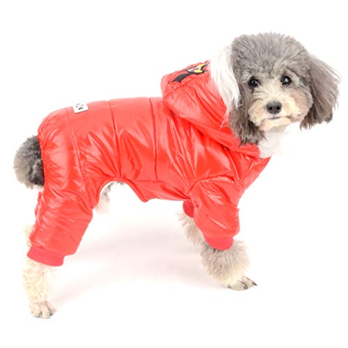 Ranphy - Mono Impermeable para Perro con Forro Polar y Capucha para Invierno