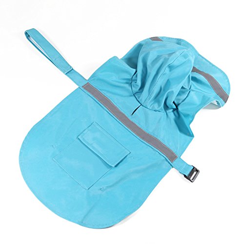 Rantow La Seguridad Impermeable Ajustable Impermeable Perro de Perro Chaqueta con Tiras Reflectantes para Perro pequeño/Medio/Grande, Azul de Cielo (XXL: Length(78-85cm))