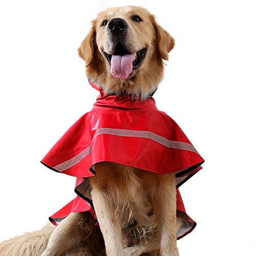 Rantow Rosado Impermeable Ajustable Impermeable Perro de Perro Chaqueta de Perro de Seguridad con Tiras de Seguridad Reflectantes para Perro pequeño/Medio/Grande (M: Length(40-45cm))