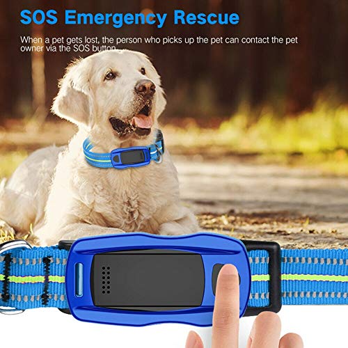 Rastreador GPS para Perros Y Gatos, Anti-Perdida GPS/WiFi/LBS Peso Ligero Impermeable en Tiempo Real Collar Tractive Rastreador para Mascotas,Blue