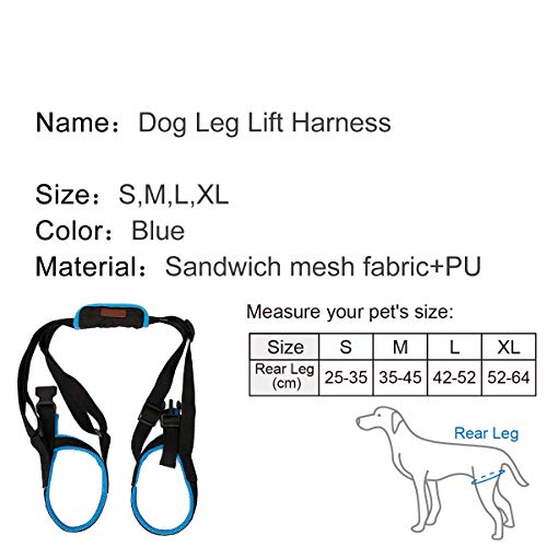 RC GearPro Arnés de elevación para Perros para Patas traseras, Soporte para Mascotas Honda para Ayuda Piernas débiles Levantarse Artritis lesionada(L, Azul)