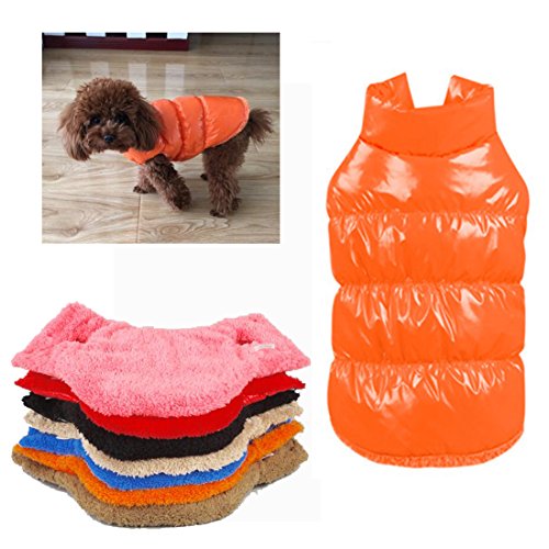 RC GearPro Forro Polar Forrado cálido Perro Chaqueta Cozy Impermeable a Prueba de Viento Chaleco del Perrito Abrigo de Invierno Ropa para Perros para Perros pequeños medianos Grandes (Orange, M)