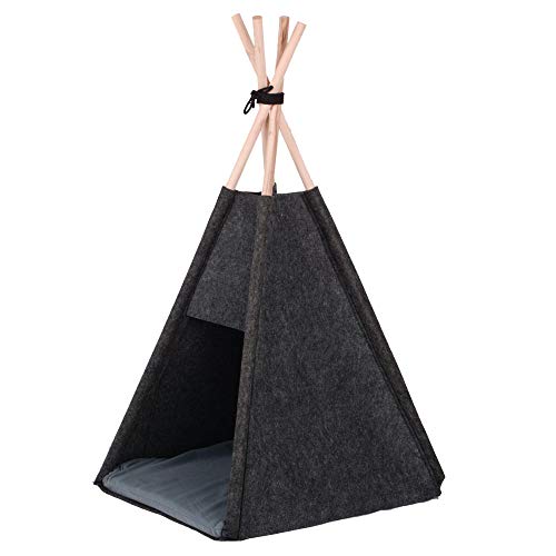 RM Design Tipi - Tienda de campaña para Gatos o Perros (Fieltro, 37 x 37 cm), Color Gris Oscuro