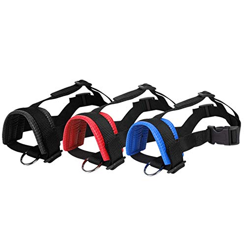 RockPet Bozal de Nylon para Perros Grandes Previene Mordidas, Ladridos y Que Mastiquen, Bozal Lazo Ajustable (S,Negro)