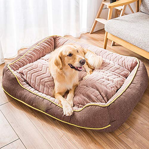 Ropa de cama para mascotas Peluche Rectangular Nido de mascota Colchón grueso para mascotas Cálido Gato Cama para perros Adecuado para cachorros Gatitos de animales pequeños (4 tamaños)-brown-XL