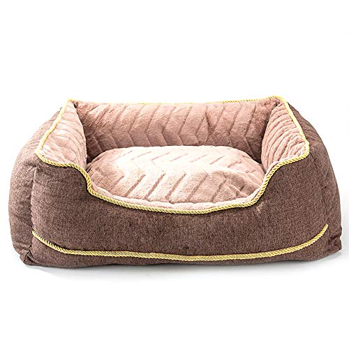 Ropa de cama para mascotas Peluche Rectangular Nido de mascota Colchón grueso para mascotas Cálido Gato Cama para perros Adecuado para cachorros Gatitos de animales pequeños (4 tamaños)-brown-XL