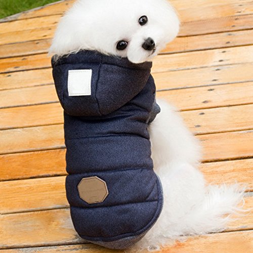 SELMAI Abrigos con Capucha para Perros Pequeños Polar Chaquetas para Perro Mediano Ropa para Gatos Sphynx Grande Mascotas Perritos Chihuahua Caminar Jugar al Aire Libre Prueba de Clima Frío Azul S