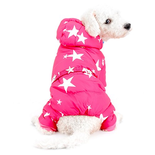 SELMAI Traje de para Perros pequeños Forro Polar Cinturón con cinturón de Estrellas Mono con Capucha Pantalones de Cuatro piernas Abrigos de Invierno Perrito de Chihuahua Trajes Rosa XXL