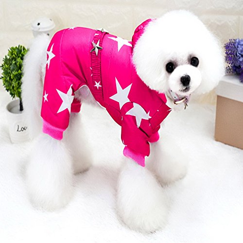 SELMAI Traje de para Perros pequeños Forro Polar Cinturón con cinturón de Estrellas Mono con Capucha Pantalones de Cuatro piernas Abrigos de Invierno Perrito de Chihuahua Trajes Rosa XXL