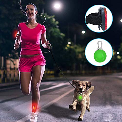 SENHAI 4 Piezas Luces de Seguridad y 4 Piezas Colgantes LED para Perros, Luz de Advertencia de Seguridad Luz estroboscópica para Caminar al Aire Libre de Noche, Corredor, Collar de Perro