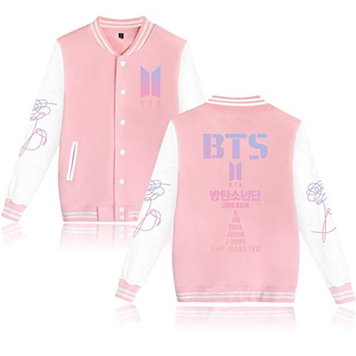 SERAPHY Unisex Sudadera Ropa Chaqueta de Beisbol para Army Suga Jin Jimin Jung Kook J-Hope Rap-Monster V 5420Rosa XXS